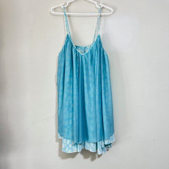 NEW ZARA Pleated Baby Floral Blue Camisole Style Mini Dress, Size M - Picture 15 of 16
